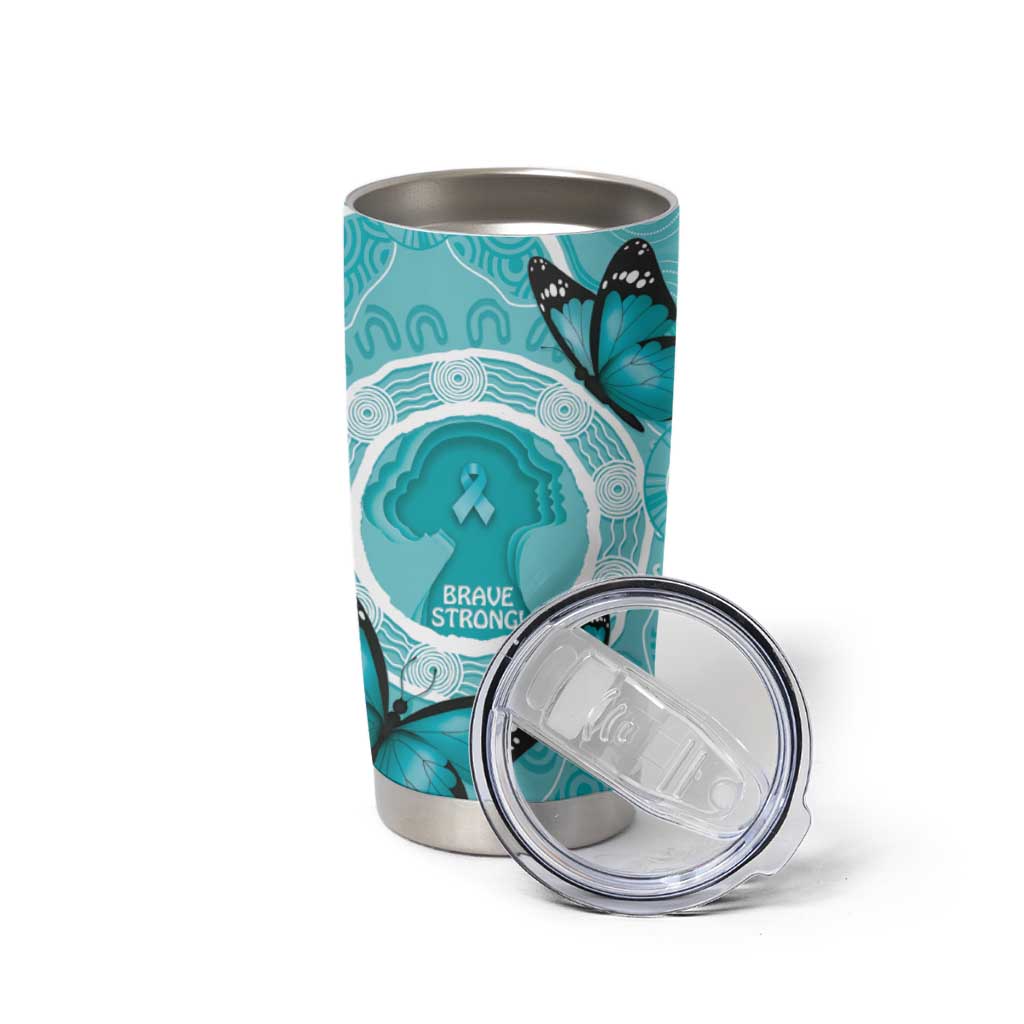 Australia Cervical Cancer Awareness Month Tumbler Cup Brave Strong Butterfly Aboriginal Art