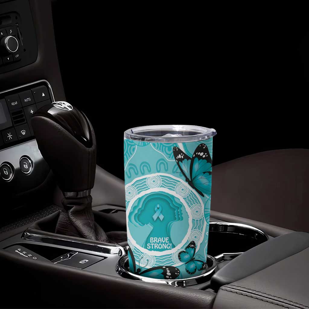 Australia Cervical Cancer Awareness Month Tumbler Cup Brave Strong Butterfly Aboriginal Art