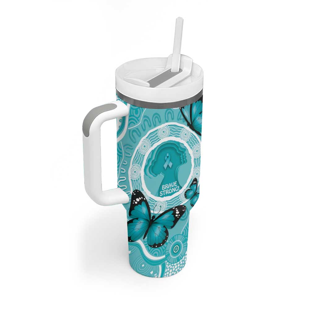 Australia Cervical Cancer Awareness Month Tumbler With Handle Brave Strong Butterfly Aboriginal Art