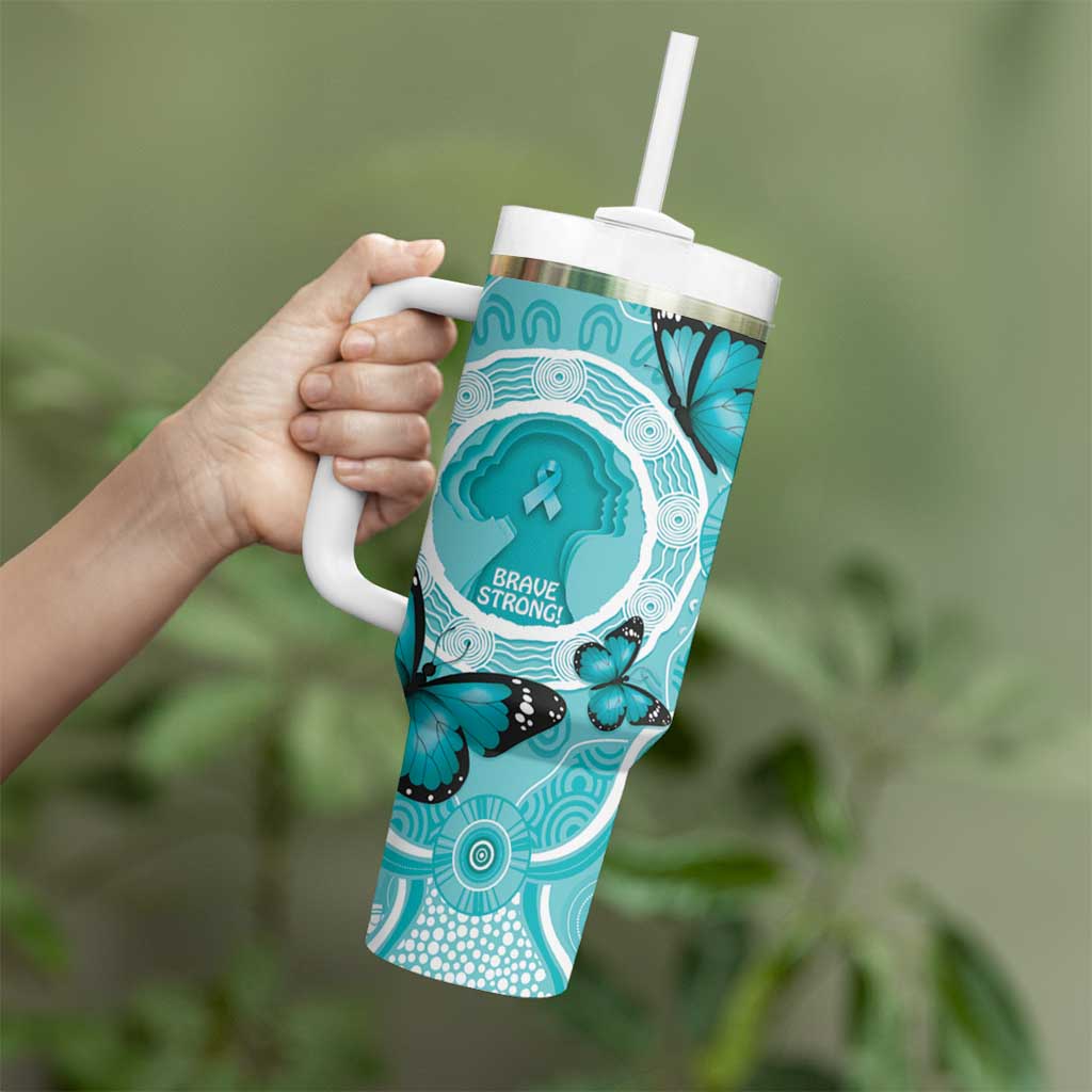 Australia Cervical Cancer Awareness Month Tumbler With Handle Brave Strong Butterfly Aboriginal Art