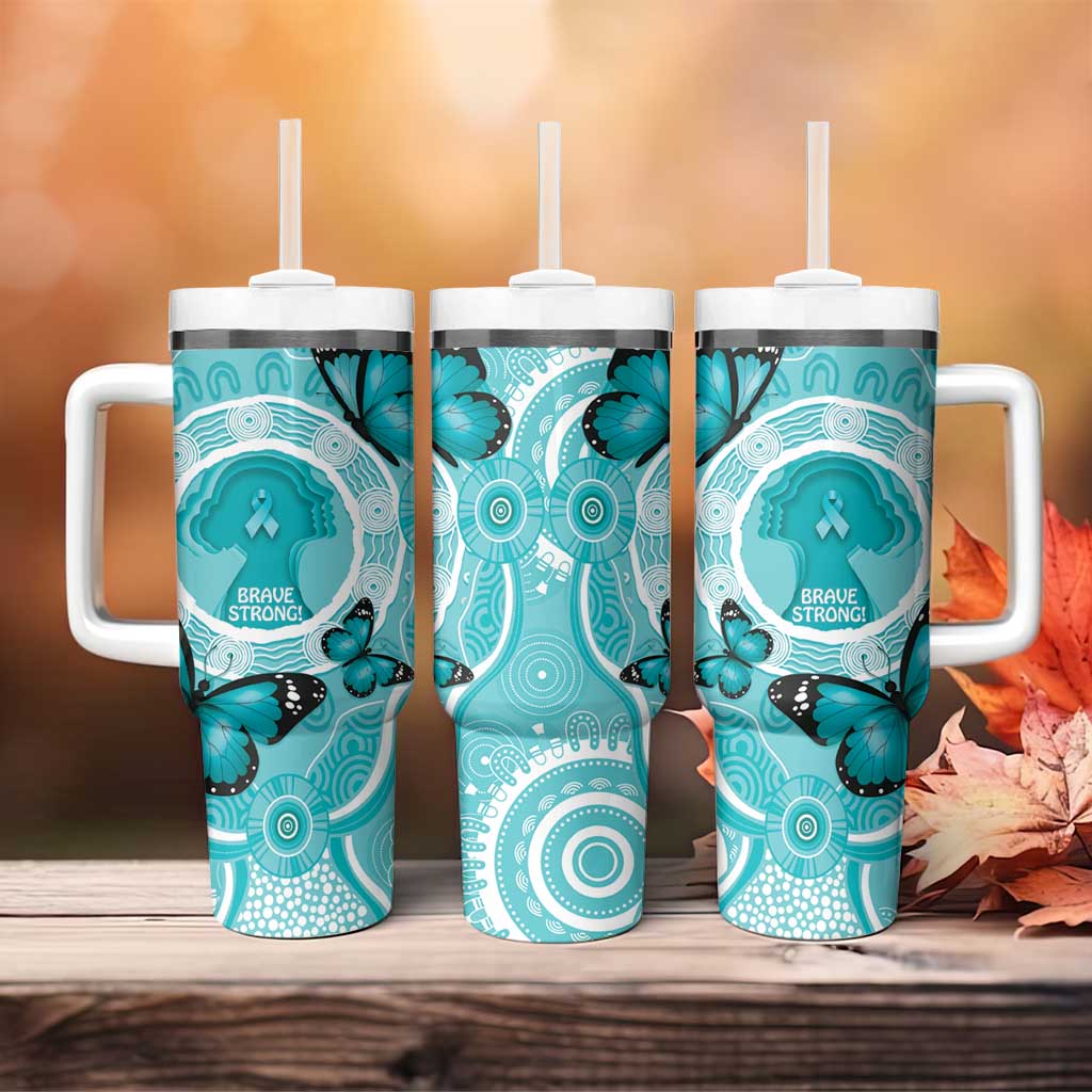 Australia Cervical Cancer Awareness Month Tumbler With Handle Brave Strong Butterfly Aboriginal Art