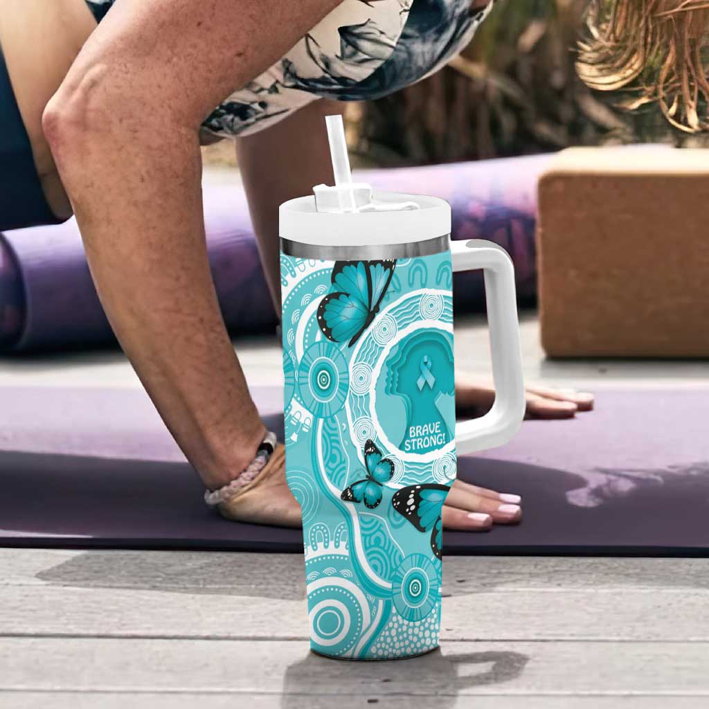 Australia Cervical Cancer Awareness Month Tumbler With Handle Brave Strong Butterfly Aboriginal Art
