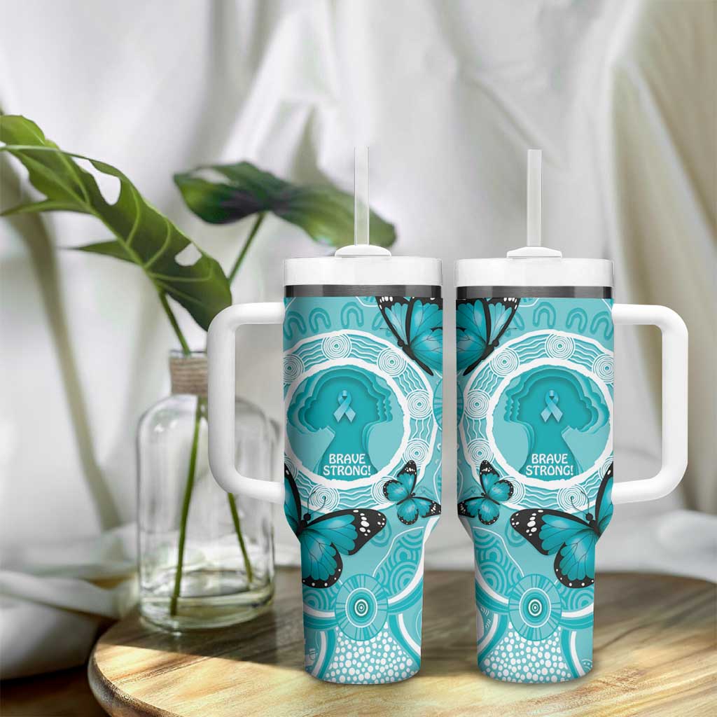 Australia Cervical Cancer Awareness Month Tumbler With Handle Brave Strong Butterfly Aboriginal Art