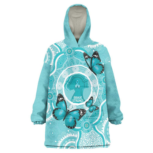 Australia Cervical Cancer Awareness Month Wearable Blanket Hoodie Brave Strong Butterfly Aboriginal Art