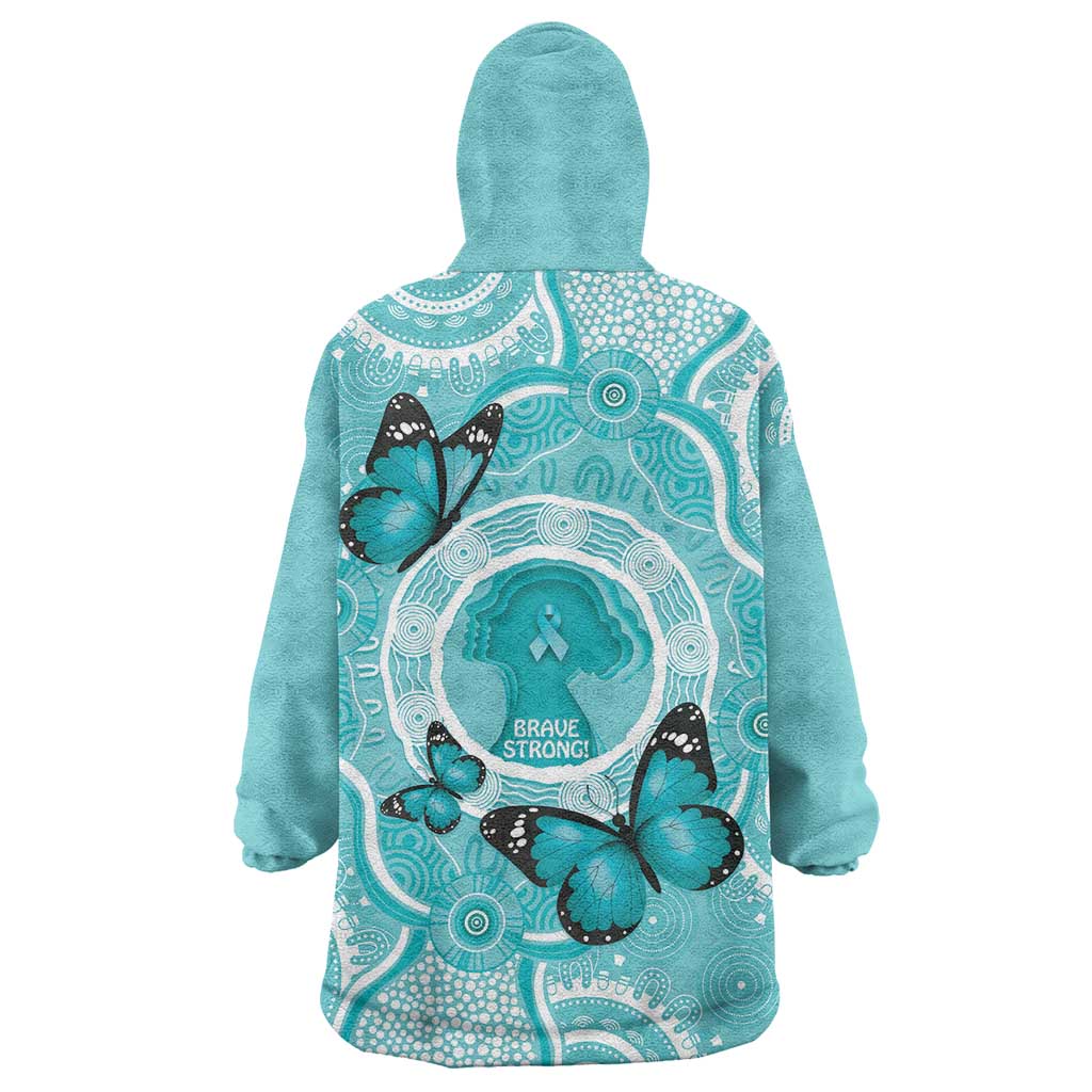Australia Cervical Cancer Awareness Month Wearable Blanket Hoodie Brave Strong Butterfly Aboriginal Art