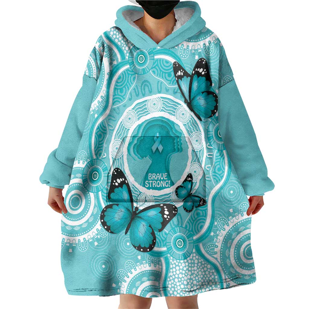 Australia Cervical Cancer Awareness Month Wearable Blanket Hoodie Brave Strong Butterfly Aboriginal Art