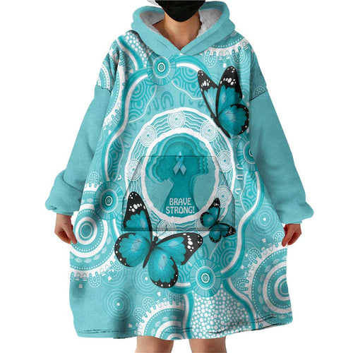 Australia Cervical Cancer Awareness Month Wearable Blanket Hoodie Brave Strong Butterfly Aboriginal Art