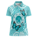 Australia Cervical Cancer Awareness Month Women Polo Shirt Brave Strong Butterfly Aboriginal Art