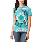 Australia Cervical Cancer Awareness Month Women Polo Shirt Brave Strong Butterfly Aboriginal Art