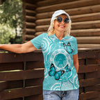 Australia Cervical Cancer Awareness Month Women Polo Shirt Brave Strong Butterfly Aboriginal Art