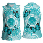 Australia Cervical Cancer Awareness Month Women Sleeveless Polo Shirt Brave Strong Butterfly Aboriginal Art