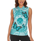 Australia Cervical Cancer Awareness Month Women Sleeveless Polo Shirt Brave Strong Butterfly Aboriginal Art