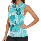 Australia Cervical Cancer Awareness Month Women Sleeveless Polo Shirt Brave Strong Butterfly Aboriginal Art