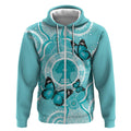Australia Cervical Cancer Awareness Month Zip Hoodie Brave Strong Butterfly Aboriginal Art