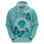 Australia Cervical Cancer Awareness Month Zip Hoodie Brave Strong Butterfly Aboriginal Art