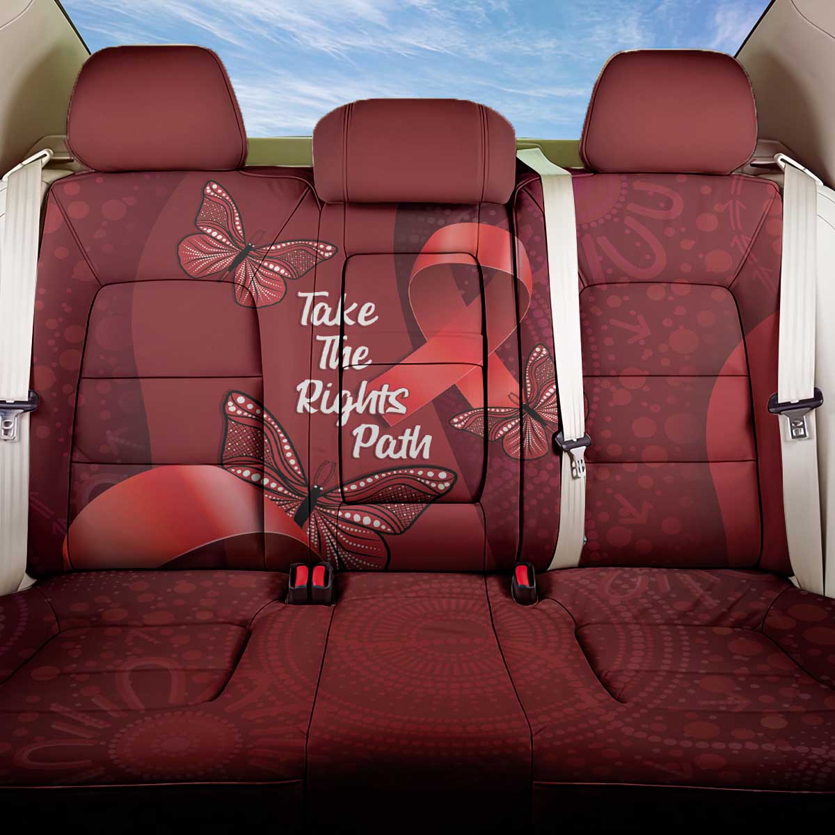 Australia AIDS Awareness Month Back Car Seat Cover Take The Rights Path Aboriginal Art