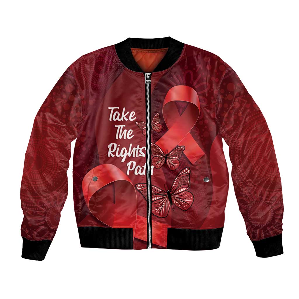 Australia AIDS Awareness Month Bomber Jacket Take The Rights Path Aboriginal Art