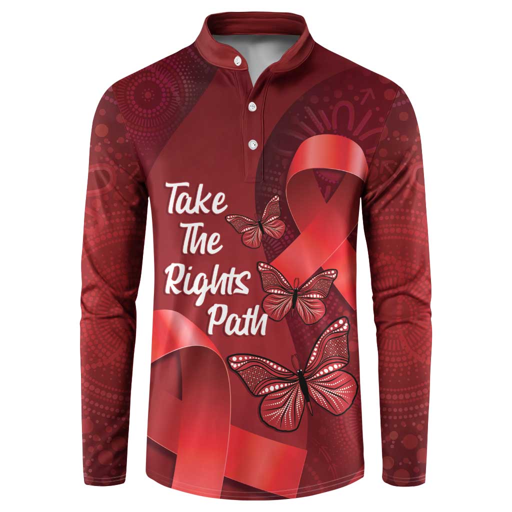 Australia AIDS Awareness Month Button Sweatshirt Take The Rights Path Aboriginal Art