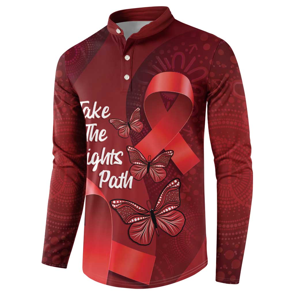 Australia AIDS Awareness Month Button Sweatshirt Take The Rights Path Aboriginal Art