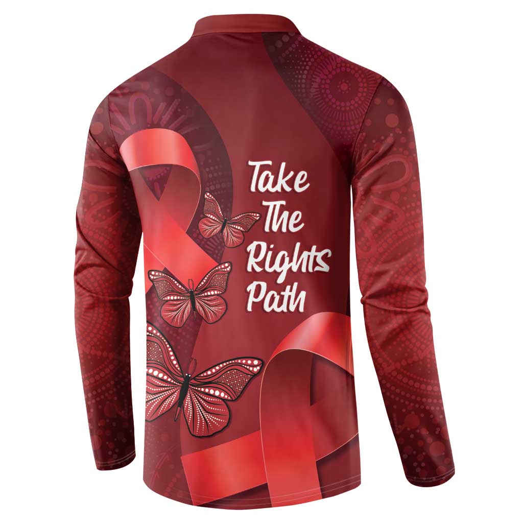 Australia AIDS Awareness Month Button Sweatshirt Take The Rights Path Aboriginal Art