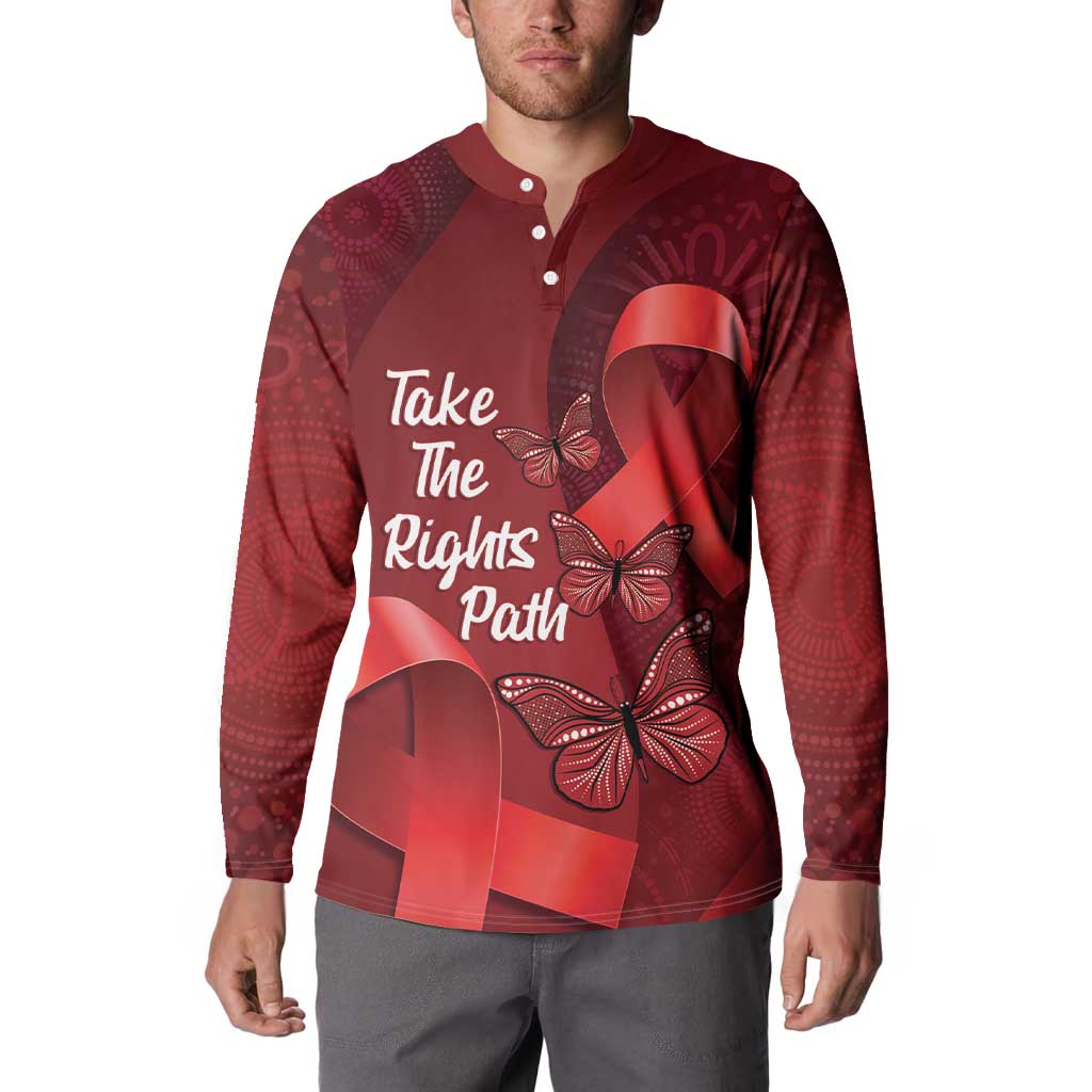 Australia AIDS Awareness Month Button Sweatshirt Take The Rights Path Aboriginal Art