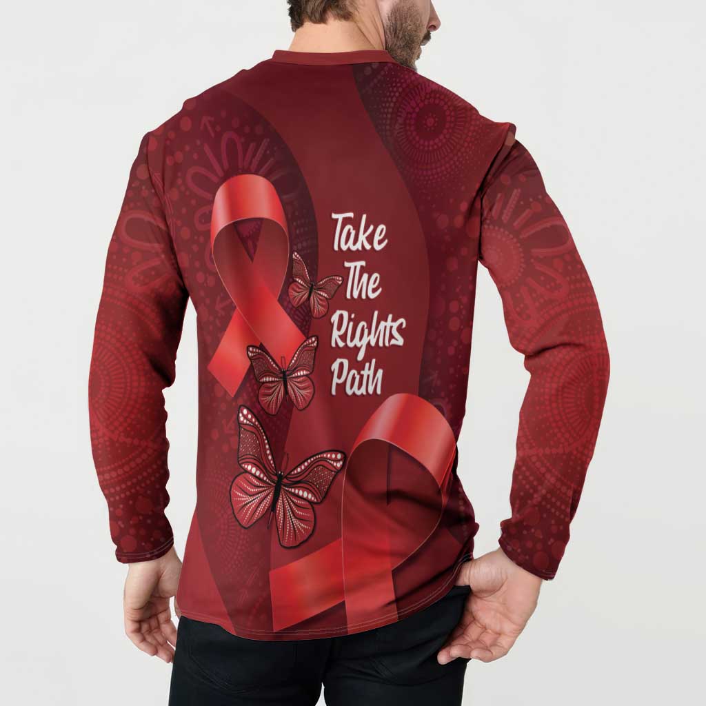 Australia AIDS Awareness Month Button Sweatshirt Take The Rights Path Aboriginal Art