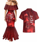 Australia AIDS Awareness Month Couples Matching Mermaid Dress and Hawaiian Shirt Take The Rights Path Aboriginal Art