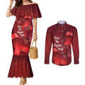 Australia AIDS Awareness Month Couples Matching Mermaid Dress and Long Sleeve Button Shirt Take The Rights Path Aboriginal Art