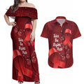 Australia AIDS Awareness Month Couples Matching Off Shoulder Maxi Dress and Hawaiian Shirt Take The Rights Path Aboriginal Art