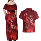 Australia AIDS Awareness Month Couples Matching Off Shoulder Maxi Dress and Hawaiian Shirt Take The Rights Path Aboriginal Art
