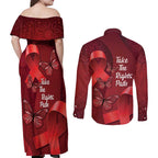 Australia AIDS Awareness Month Couples Matching Off Shoulder Maxi Dress and Long Sleeve Button Shirt Take The Rights Path Aboriginal Art