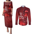 Australia AIDS Awareness Month Couples Matching Puletasi and Long Sleeve Button Shirt Take The Rights Path Aboriginal Art