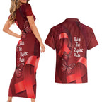 Australia AIDS Awareness Month Couples Matching Short Sleeve Bodycon Dress and Hawaiian Shirt Take The Rights Path Aboriginal Art