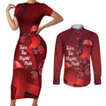 Australia AIDS Awareness Month Couples Matching Short Sleeve Bodycon Dress and Long Sleeve Button Shirt Take The Rights Path Aboriginal Art