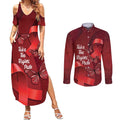 Australia AIDS Awareness Month Couples Matching Summer Maxi Dress and Long Sleeve Button Shirt Take The Rights Path Aboriginal Art