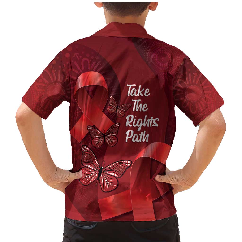 Australia AIDS Awareness Month Family Matching Mermaid Dress and Hawaiian Shirt Take The Rights Path Aboriginal Art
