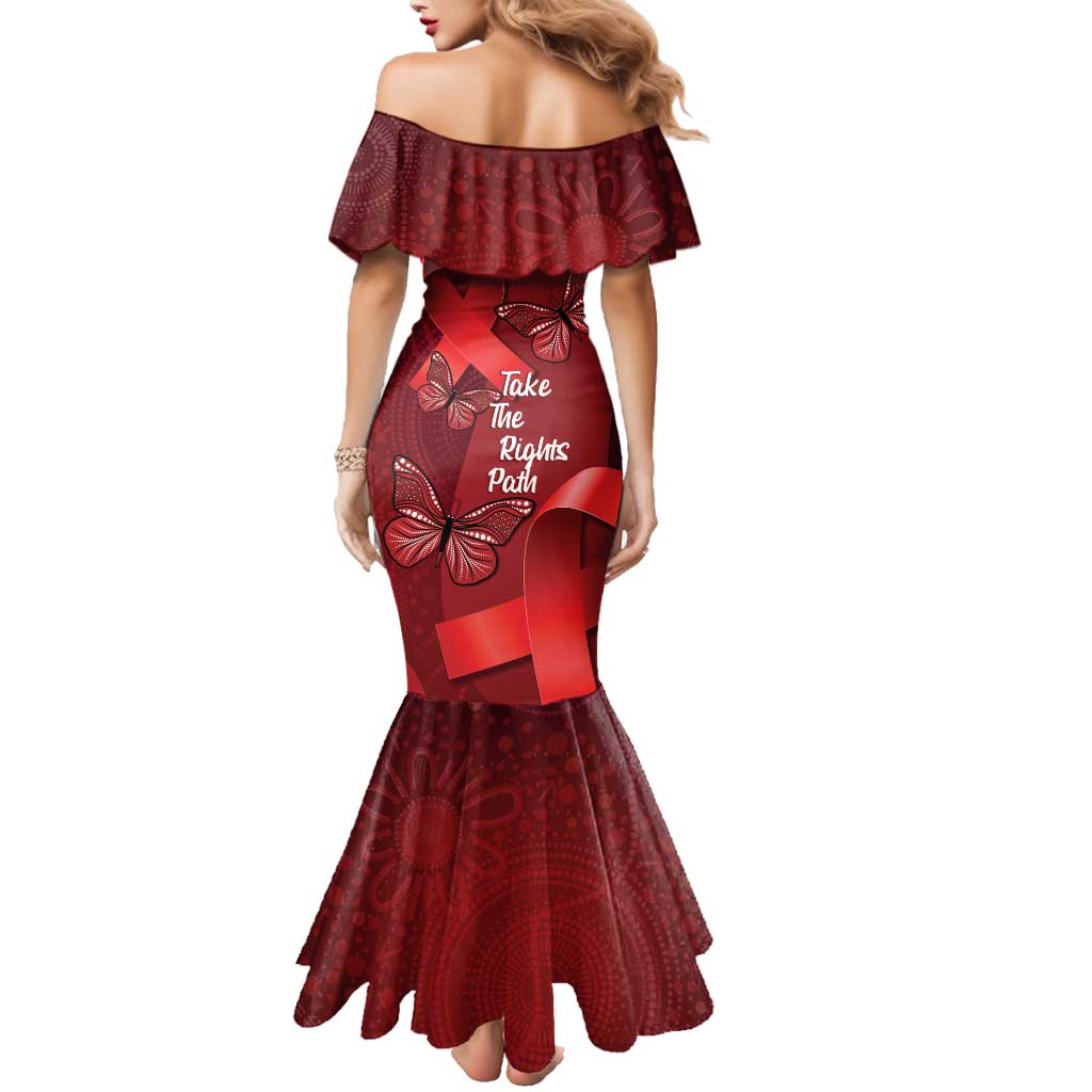 Australia AIDS Awareness Month Family Matching Mermaid Dress and Hawaiian Shirt Take The Rights Path Aboriginal Art