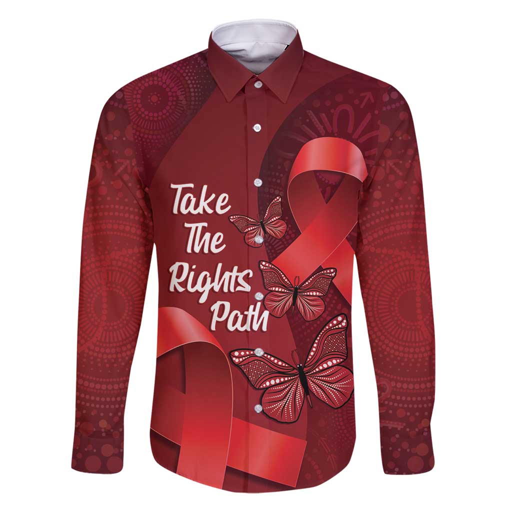 Australia AIDS Awareness Month Family Matching Off Shoulder Maxi Dress and Hawaiian Shirt Take The Rights Path Aboriginal Art