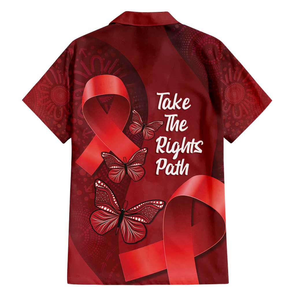 Australia AIDS Awareness Month Family Matching Off Shoulder Short Dress and Hawaiian Shirt Take The Rights Path Aboriginal Art
