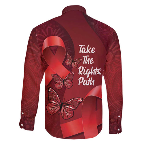 Australia AIDS Awareness Month Family Matching Off Shoulder Short Dress and Hawaiian Shirt Take The Rights Path Aboriginal Art