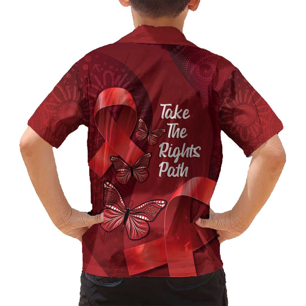 Australia AIDS Awareness Month Family Matching Summer Maxi Dress and Hawaiian Shirt Take The Rights Path Aboriginal Art