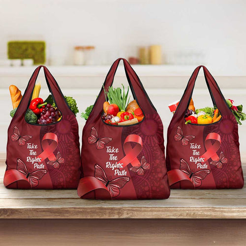 Australia AIDS Awareness Month Grocery Bag Take The Rights Path Aboriginal Art