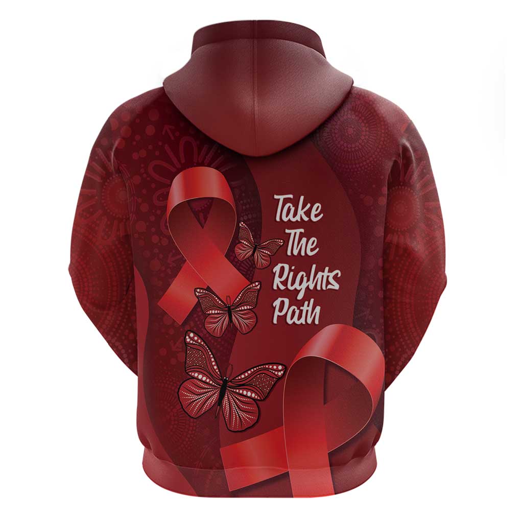 Australia AIDS Awareness Month Hoodie Take The Rights Path Aboriginal Art