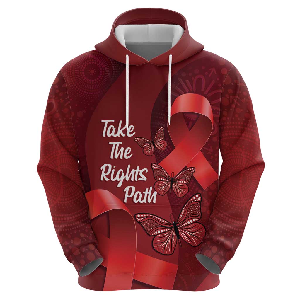Australia AIDS Awareness Month Hoodie Take The Rights Path Aboriginal Art