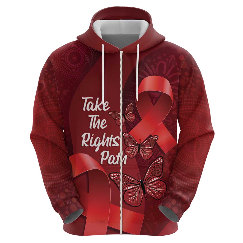 Australia AIDS Awareness Month Hoodie Take The Rights Path Aboriginal Art