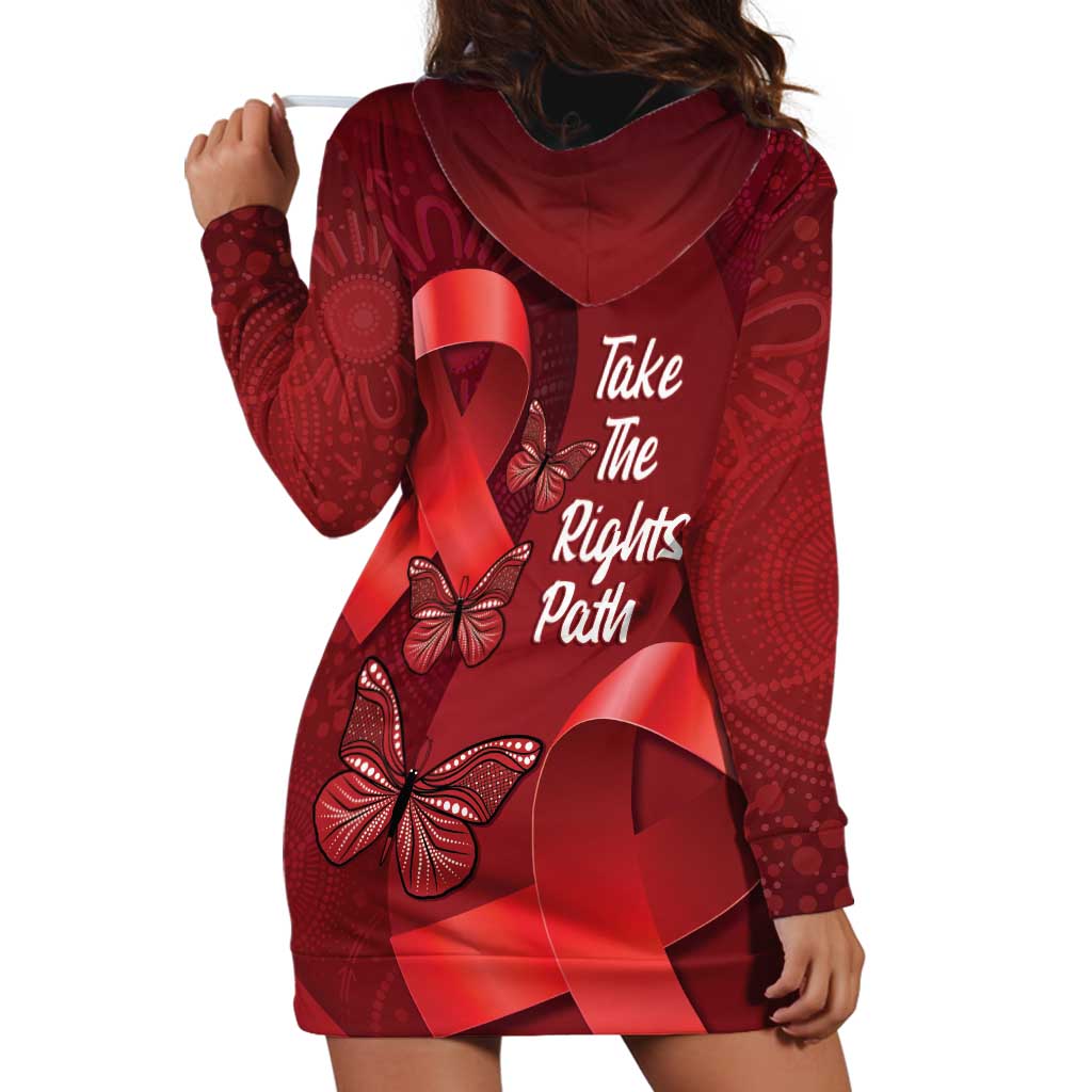 Australia AIDS Awareness Month Hoodie Dress Take The Rights Path Aboriginal Art
