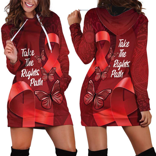 Australia AIDS Awareness Month Hoodie Dress Take The Rights Path Aboriginal Art