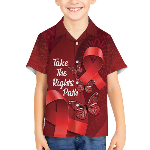 Australia AIDS Awareness Month Kid Hawaiian Shirt Take The Rights Path Aboriginal Art