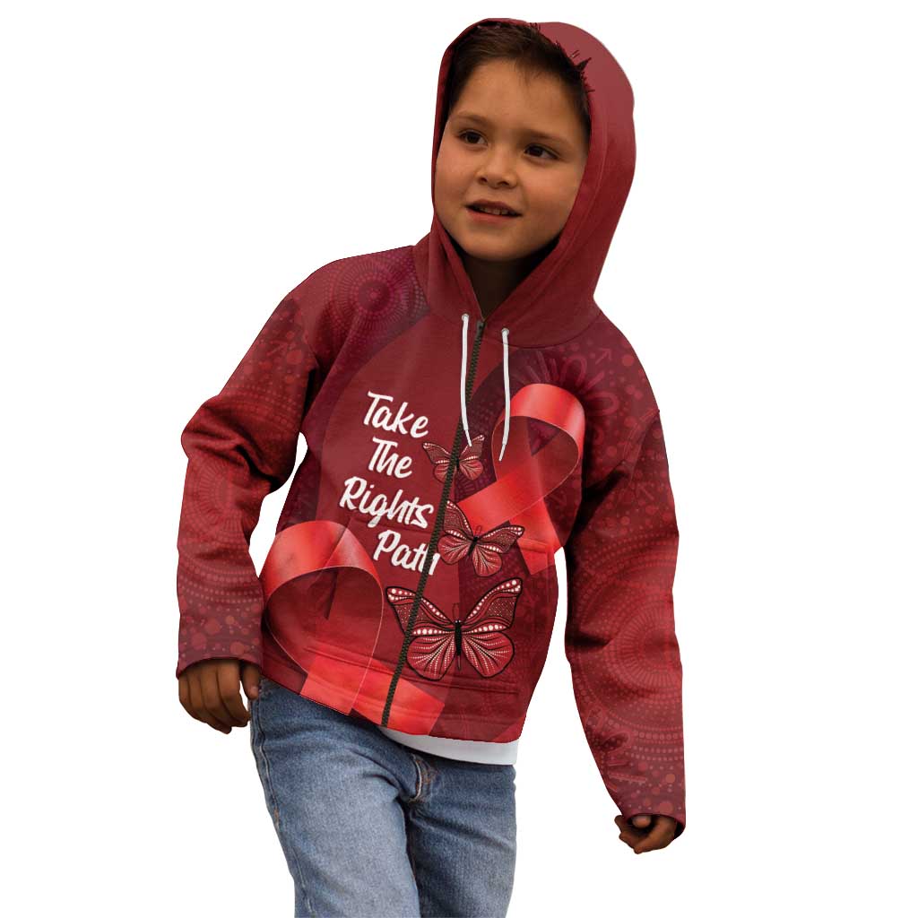 Australia AIDS Awareness Month Kid Hoodie Take The Rights Path Aboriginal Art
