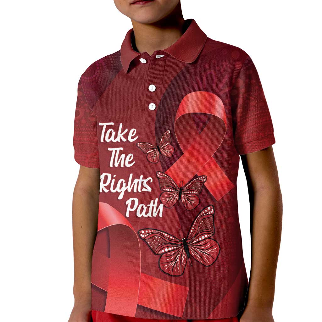 Australia AIDS Awareness Month Kid Polo Shirt Take The Rights Path Aboriginal Art